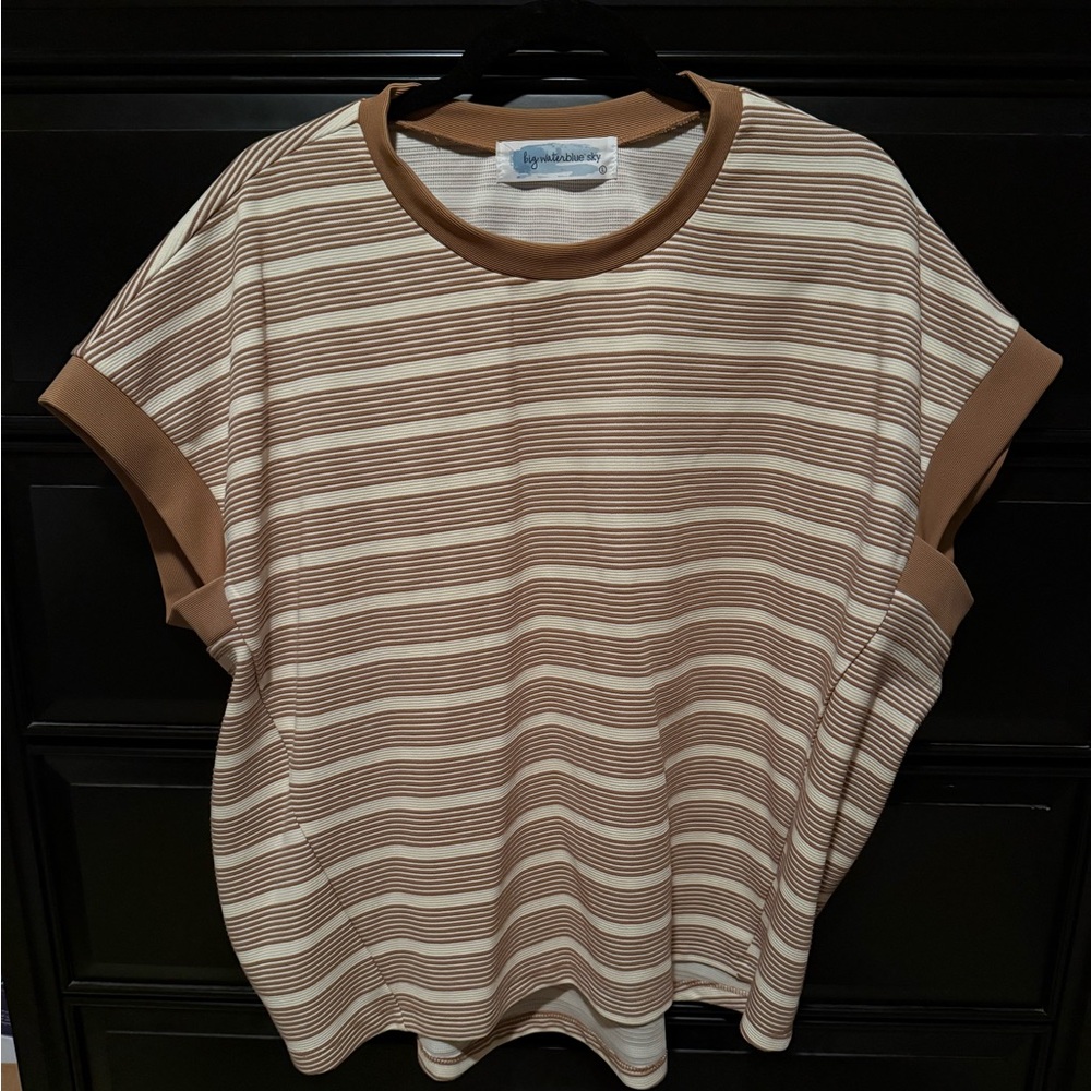 Striped Brown and Cream Women's Top
